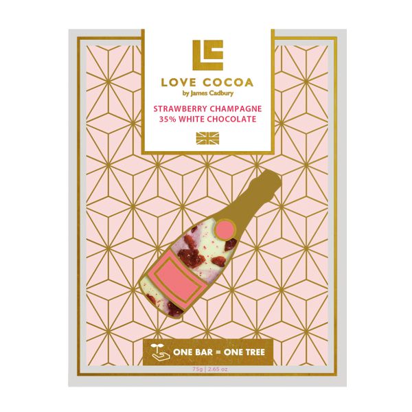 Love Cocoa Champagner und Erdbeere in weißer Schokolade 75g